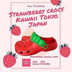 Strawberry Crocs Sandal Slippers Shoes M Size 23cm-24cm 8" Fruit Kawaii Japan  | eBay Strawberry Crocs, Cutecore Room, Sandal Slippers, Silly Clothes, Crocs Sandals, Japan Kawaii, Ur Mom, Slippers Shoes, Hype Shoes