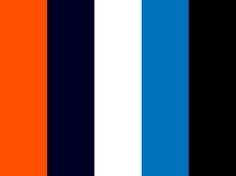 an orange, blue and black stripe is shown in this image from the side view