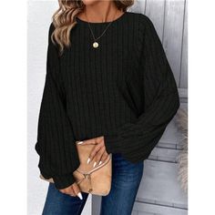 -Item Id 27641924 -Details: Rib-Knit -Neckline: Boat Neck -Sleeve Type: Batwing Sleeve -Style: Casual -Type: Pullovers -Color: Black -Pattern Type: Plain -Sleeve Length: Long Sleeve -Length: Regular -Fit Type: Regular Fit -Fabric: Medium Stretch -Material: Fabric -Composition: 100% Polyester -Care Instructions: Machine Wash, Do Not Dry Clean -Temperature: Spring/Fall (18-25/63-77) -Sheer: No **Open To Offers!!!** **Bundle To Save More** **30% Off Bundles Of 2 Or More Items!!** ***Orders Go Out W Black Soft Knit Long Sleeve Top, Black Long Sleeve Casual Knit Top, Casual Black Long Sleeve Knit Top, Casual Black Knit Top For Fall, Casual Black Ribbed Sweater, Cozy Black Knit Top For Fall, Cozy Black Solid Color Sweater, Cozy Black Textured Knit Top, Black Ribbed Sweater For Fall