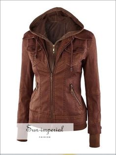 Sun-Imperial - Long Sleeve Faux Leather Two-Piece Women's Leather Jacket Pocket 4 Colors Xs-Xl – SUN-IMPERIAL Hooded Faux Leather Jacket For Fall, Trendy Brown Leather Jacket With Pockets, Casual Brown Faux Leather Outerwear, Casual Brown Outerwear With Faux Front Pockets, Bohemian Style Men, Winter Closet, Chanel Perfume, Women Outerwear, Online Fashion Boutique