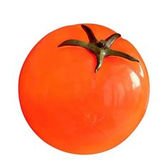 an orange tomato is shown on a white background