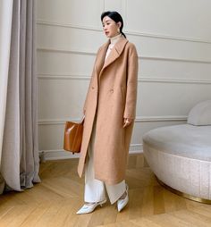 "Casual design style , long, oversized double- side handmade wool coat with viscose lining, The only coat you'll need come fall and winter, wool coat features a boxy silhouette, oversized lapels, and roomy sleeves. Crafted from 30% wool, it's designed to keep you warm and comfortable through colder seasons. Very suitable for your daily wear, party, travel, work, school, indoors and outdoor walks, spending time with family, shopping, etc. It is very comfortable and beautiful to wear The coat has Long Beige Wool Coat For Work, Beige Long Wool Coat For Workwear, Long Pea Coat For Workwear, Long Wool Coat For Office, Oversized Beige Wool Coat For Workwear, Oversized Long Wool Coat For Work, Oversized Long Wool Coat Single Breasted, Oversized Long Sleeve Wool Coat For Office, Oversized Long Outerwear For Work