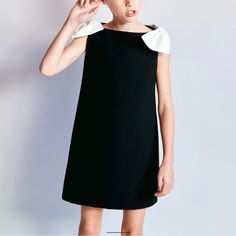 Brand New With Tags. Rare Piece Sold Out Everywhere Black Spring Dress-up Dresses, Black Dress For Spring Dress-up, Chic Black Dress For Dress-up, Black Dress Kids, Varsity Dress, Zara Girls Dresses, White Dress With Black, Denim Button Up Dress, Outfit Zara