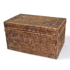 an empty wicker box on a white background