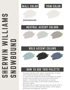 an info sheet showing the different shades of paint