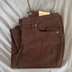 Nwt Smoke Free Home Brown Mid-rise Jeans For Work, Mid-rise Brown Jeans For Work, Brown Stretch Cotton Jeans, Brown Mid-rise Cotton Jeans, Mid-rise Brown Cotton Jeans, Fitted Brown Jeans With Pockets, Softboy Aesthetic, Corduroy Pants Women, Tan Legs