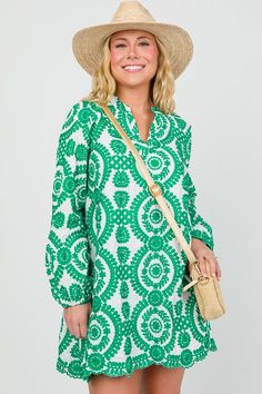 Embroidered Dress, Green Green V-neck Embroidered Dress For Spring, Spring Cotton V-neck Embroidered Dress, Casual Spring Dresses With Embroidered Hem, Casual Spring Dresses With Embroidery, Spring Embroidered Beach Dress, Spring Floral Embroidered Dress For Day Out, Floral Embroidered Dress For Spring Day Out, Spring Cotton Embroidered Dress, Casual Embroidered Dress With Floral Embroidery For Vacation