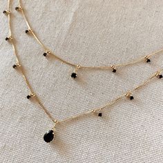 18k Gold Filled Layered Necklace Details In Cubic Zirconia Wholesale – GoldFi Inexpensive Jewelry, Pretty Jewelry Necklaces, Black Beaded Jewelry, Jewelry Accessories Ideas, Prom Jewelry, Gold Jewelry Simple, Classy Jewelry, Hypoallergenic Jewelry, Fancy Jewellery