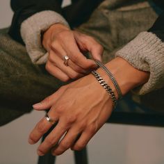 Cuban Chain Bracelet - Sterling Silver 7 mm – LOUPN Edgy Mens Jewelry, Hands With Rings Men, Men Jewelry Rings, Man Hands With Rings, Men's Jewelry Rings Silver, Cool Mens Jewelry, Ring Designs For Men Silver, Man Jewelry Aesthetic, Men Hands Aesthetic