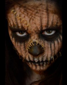 Special Effects Makeup on Behance Scarecrow Inspired Makeup, Halloween Scarecrow Makeup Scary, Scary Costume Makeup, Creepy Scarecrow Makeup, Scarecrow Makeup Halloween, Special Effects Makeup Horror, Scary Special Effects Makeup Horror, Halloween Scarecrow Makeup