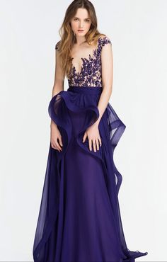 Royal Blue + Lace Embroidered ~ Reem Acra, Wedding Cocktail, Gown Dress, 2014 Fashion, Long Maxi, Women Lace