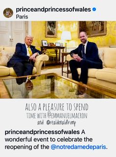 two men sitting on couches in a living room next to each other with the caption prince and princess souvenirs