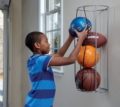 Wall-Mounted Ball Racks Ball Storage Ideas, Sports Ball Storage, Storage Ideas, Sports