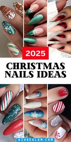 Christmas Nail Ideas Winter, Nail Ideas Christmas, Artsy Nails, Xmas Nail Designs, Winter Nail Ideas, Christmas Nail Ideas, December Nails