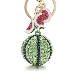 Crystal Watermelon & Watermelon Slice Charms Keychain This Gorgeous Watermelon Is Encrusted With Crystals, And Has 3 Little Watermelon Slices Dangling From The Keychain. This Would Be A Great Gift For Someone Obsessed With All Things Summer And Watermelon! The Keychain Has A Ring For Keys And A Clip, So You Can Use It As An Accessory For Your Purse Or Bag. Zinc Alloy, Crystals Total Length 5.9” Watermelon 1.2” Diameter Comes With A Sheer Organza Gift Bag Purse Charm, Bag Accessory, Bling, Glam, Watermelon Bag, Watermelon Ball, Charms Keychain, Green Watermelon, Watermelon Slice, Bff Gift, Celebration Birthday, Watermelon Slices, Metal Keychain