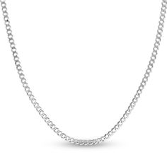 This 20-inch women's curb chain necklace is chic on its own or in a layered look. Fashioned in 14K white gold, the chain is approximately 3.7mm wide and secures with a lobster clasp. Gold Credit Card, Cuban Link Necklace, Curb Chain Necklace, Jared The Galleria Of Jewelry, Diamond Collection, Necklace Clasps, Necklace Chain Lengths, Cuban Link, Curb Chain