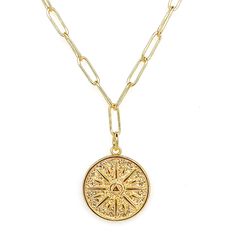 Bearer of the heavens. Our Atlas Medallion Necklace’s gold-filled intricate paper-clip chain and detailed medallion pendant will bring some luck and strength into your life. Wearing our Jonesy Wood Atlas Medallion Necklace will take the weight of the world off of your shoulders and accentuate your style. Symbolic Tarnish Resistant Medallion Necklace, Gold-tone Medallion Chain Necklace, Tarnish Resistant, Gold Medallion Locket Necklace, Spiritual Medallion Chain Necklace With Coin Pendant, Spiritual Chain Necklace With Coin Medallion Pendant, Gold Medallion Chain Necklace, Gold-tone Tarnish Resistant Medallion Necklace, Gold Link Locket Jewelry, Gold Plated Medallion Chain Necklace