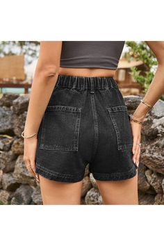 Get ready for summer with our High-Waist Denim Shorts! These trendy jean shorts feature convenient pockets for all your essentials. Shop now and elevate your casual style game. (Trust us, these are a must-have for warmer weather.) Pattern type: Solid Style: Casual, Chic Features: Pockets Material composition: 95% rayon, 5% polyester Stretch: No stretch Care instructions: Machine wash cold. Tumble dry low. Imported Product measurements: S: waist 25-28 in, hip 41 in, length 12 in M: waist 27-30 in Trendy Shorts With Pockets Short Length, Trendy Shorts With Pockets, Summer Mid-rise Jean Shorts With Pockets, Mid-rise Jean Shorts With Pockets For Summer, High-waisted Jean Shorts With Pockets For Summer, Summer High-waisted Jean Shorts With Pockets, Trendy High Waist Shorts With Hip Pockets, Trendy High-waist Shorts With Hip Pockets, High Waist Shorts With Side Pockets