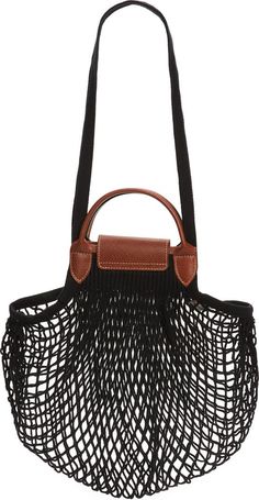 Longchamp Le Pliage Filet Knit Shoulder Bag | Nordstrom Designer Crochet Tote Bag For Travel, Designer Crochet Bag With Top Handle For Everyday Use, Designer Crochet Top Handle Bag For Everyday Use, Designer Crochet Bag With Leather Handles For Shopping, Luxury Crochet Shopping Bag With Handles, Designer Crochet Bag For Everyday Use, Designer Crochet Bag With Handles For Everyday Use, Luxury Crochet Top Handle Bag For Shopping, Luxury Leather Crochet Bag For Everyday Use