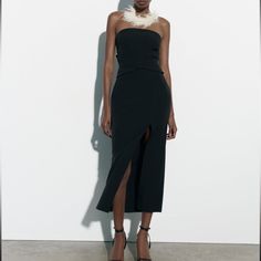 Such A Nice Fitting Dress Perfect For Any Occasion Inseam Zipper In The Back Ships Same Day Black Bandeau Midi Dress For Date Night, Black Bandeau Dress For Spring, Chic Bandeau Maxi Dress For Party, Chic Bandeau Maxi Dress, Elegant Bandeau Black Maxi Dress, Spring Black Bandeau Maxi Dress, Black Bandeau Midi Dress For Party, Chic Bandeau Midi Dress For Evening, Chic Black Bandeau Maxi Dress