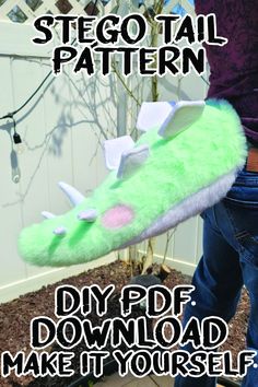 a person wearing a green and white dragon costume with text overlay that reads, diy dfd how to make it yourself