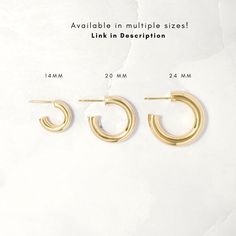 These are the perfect, everyday hoop earrings! On-trend & stylish! Available in 14mm and 24mm Sizes. Made of 925 Sterling Silver Plated in a thick layer of 14k Gold or Rhodium 20mm Diameter on Model 4.5mm Thick Nickel-free and Hypoallergenic Super lightweight! Everyday Chunky Hoop Earrings, Classic Chunky Jewelry As A Gift, Classic Chunky Jewelry As Gift, Minimalist Polished Finish Huggie Earrings, Minimalist Round Huggie Earrings With Polished Finish, Modern Round Huggie Earrings For Anniversary, Modern Round Tarnish Resistant Huggie Earrings, Modern Round Tarnish-resistant Huggie Earrings, Modern Tarnish-resistant Huggie Earrings