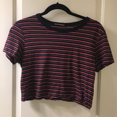 Brandy Melville Navy Blue Red White Stripe Crop Helen T-Shirt Tee Top One Size New Without Tags Pit To Pit: 17 Inches Length: 16.25 Inches Great For Memorial Day, 4th Of July, Independence Day, Labor Day, Usa, United States Of America Trendy Red Crop Top T-shirt, Red Casual Crop Top, Red Cotton Crop Top, T Shirt Stripes, Labor Day Usa, Red Stripe, Red And White Stripes, Labor Day, Red White Blue