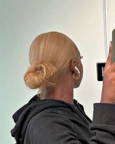 Black Women With Blonde Hair Natural, Blond Hair Black Women Natural, Blonde Bun Black Women, Blonde Slick Back Hair Black Women, Blonde Relaxed Hair, Coloured Hair Black Women, Blonde Dyed Hair Black Women, Blonde Hair On Black Women Natural Hair, Blonde Afro Hair Black Women