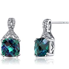 Stunning Earrings from Peora is a wardrobe must-have. By adding a pop of color this Alexandrite Earrings gives any look a quick makeover. Style E18818 Blue Stud Earrings, Nyc Jewelry, Emerald Earrings Studs, Classic Earrings, Pink Topaz, Asscher Cut, Hypoallergenic Jewelry, Ribbon Design, Round Stud Earrings