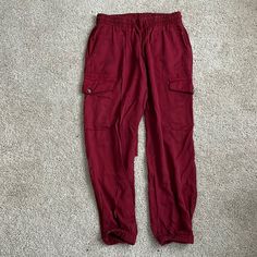 Washed But Never Worn Casual Burgundy Pants With Pockets, Casual Burgundy Bottoms With Pockets, Cargo Joggers, Track Pants, Pant Jumpsuit, Pants For Women, Track, Pants, Red