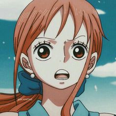 an anime character with long red hair and big eyes