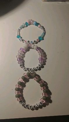 Crybaby, K-12 and Portals bracelets that I made :3 Melanie Martinez Bracelet Idea K-12, Portals Bracelet, Kandi Crafts, Kandi Beads, Trilogy Tour, Bff Bracelets, Bracelet Inspo