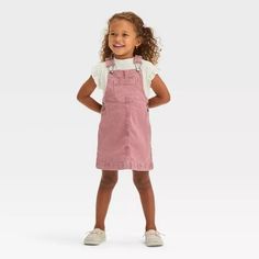 Toddler Girls' Skirtall - Cat & Jack™ Pink 18m : Target Summer Casual School Pinafore Dress, Casual Summer School Pinafore Dress, Casual Summer Pinafore Dress For School, Stretch Cotton Dresses With Pockets, Pink Cotton Dress With Pockets, Pink Cotton School Dress, Pink Cotton Dress For School, Casual Fitted Pinafore Dress For Spring, Casual Pink Pinafore Dress For Spring