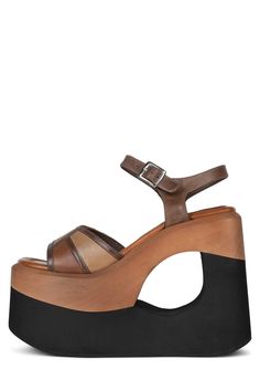 COLM Brown Wedge Sandals For Party, Brown Wedge Heel Sandals For Party, Modern Brown Leather Wedge Sandals, Brown Wedge Sandals With Platform Block Heel, Brown Closed Toe Wedge Sandals With 4-inch Heel, Brown Wedge Sandals With Heel Strap For Party, Brown Heel Strap Wedge Sandals For Party, Brown Open Heel Wedge Sandals For Party, Brown Block Heel Wedge Sandals