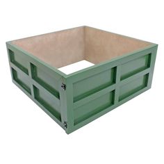 a large green box with two compartments on each side