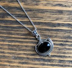 Sterling silver oval black onyx necklace Gift box available for purchase. Search GIFTBOX Plain Silver Rings, Necklace Gift Box, Black Onyx Necklace, Onyx Necklace, Silver 925 Necklace, Black Necklace, Necklace Boho, Green Onyx, Delicate Rings