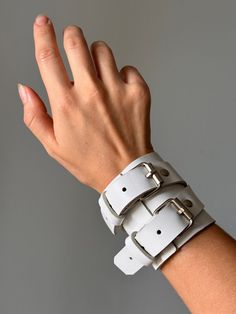 Leather Bracelets for Women Cuffs Adjustable Custom Fit Stylish Accessory for Everyday Fashion by VOLKUSA on Etsy Adjustable White Leather Bracelets, Adjustable White Leather Bracelet, Leather Jewelry With Wrist Strap For Everyday Wear, Leather Strap Cuff Bracelet For Everyday, Ring Der O, Profile Header, Leather Bracelets, Bracelets For Women, Arm Candy