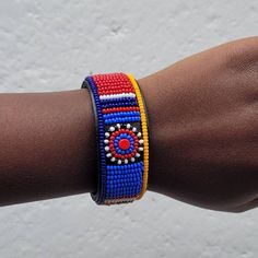 Handmade beaded leather bracelets that carries Maasai culture to every part of the world. Maasai Culture, Masai Jewelry, African Bracelets, Seed Bead Jewelry Patterns, Blue Beaded Earrings, Bracelets Leather, Beaded Leather Bracelet, Bracelets Beaded, Native American Crafts