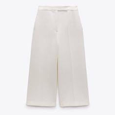 New With Tags!! Size Xs High Waisted Culottes, London Photoshoot, Oyster White, Zara Jumpsuit, Cropped Vest, Zara White, Jumpsuit Trousers, Zara Pants, High Waisted Trousers