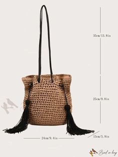 Bird in Bag - Decorative Straw Bag - Small Size Portable Tote Bag For Beach, Natural Color Portable Bag For Daily Use, Natural Color Bag For Daily Use, Natural Portable Bag For Daily Use, Natural Color Daily Use Bag, Casual Pouch Bag With Braided Handles, Casual Tote Pouch With Adjustable Strap, Casual Pouch Shoulder Bag With Braided Handles, Summer Tote With Removable Pouch