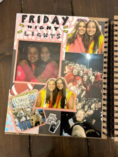 Photo Book Ideas Diy Scrapbook, Friday Night Lights Scrapbook Page, Sophomore Year Scrapbook Ideas, Scrapbook Ideas For Seniors, Things To Make For Senior Year, Scrap Booking Idea Cover For School, Senior Scrapbook Aesthetic, Senior Photo Album Ideas, Scrapbooking Titles Ideas