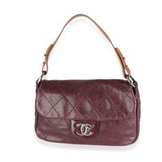 Listing Title: Chanel Burgundy Glazed Quilted Calfskin On The Road Flap Bag Sku: 142029 Condition: Pre-Owned Condition Description: A Timeless Classic That Never Goes Out Of Style, The Flap Bag From Chanel Dates Back To 1955 And Has Seen A Number Of Updates. The Design Was Revolutionary For Its Time, Giving Its Wearers The Freedom To Carry Their Everyday Must-Haves Without The Cumbersome Nature Of A Larger Bag. The Bag Features The Classic Leather-Entwined Chain-Link Shoulder Strap For A Distinc Leather Flap Bag With Dust Bag For Shopping, Luxury Textured Leather Satchel Shoulder Bag, Designer Shoulder Bag With Leather Lining For Shopping, Designer Textured Leather Shopping Bags, Luxury Shopping Bag With Textured Leather, Luxury Textured Leather Shopping Bag, Luxury Flap Bag With Textured Leather And Double Handle, Luxury Textured Leather Flap Bag With Double Handle, Designer Burgundy Leather Bags