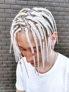 Platinum Dreads, White Boy Braids, Different Loc Styles, Braids For Guys, Box Braids For Men, Braid Hairstyles For Men, White Dreadlocks, Cute Braid Hairstyles, Braid In Hair