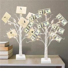 the money tree is decorated with dollar bills