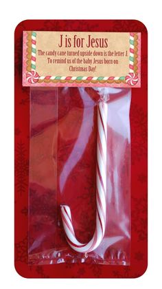 a candy cane is in the package for jesus