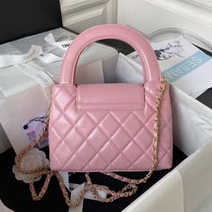 Size: 22 cm / 8.6 in Gold hardware Shoulder/ Crossbody bag Genuine imported Lambskin . Include free worldwide shipping, Chanel Flap bag with top handle Shoulder bag. You will get an original best quality bag We will send it with original Chanel dust bag and box. It will be nice gift for your family, friends or yourself. Luxury Pink Flap Bag For Travel, Luxury Pink Satchel Flap Bag, Luxury Pink Box Bag With Top Carry Handle, Elegant Luxury Pink Flap Bag, Luxury Pink Chic Flap Bag, Luxury Trendy Pink Flap Bag, Luxury High-end Pink Shoulder Bag, Luxury Feminine Blush Shoulder Bag, Luxury Pink Top Handle Flap Bag