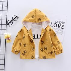 Material&Fabric:Cotton Thickness of clothing:Regular Suitable Season:Autumn Keyword Tag:Kids Rompers For Sale Trendy Outerwear, Bear Jacket, Boys And Girls Clothes, Rompers For Kids, Cheap Jacket, Fashion Cartoon, Baby Jacket, Cartoon Bear, Spring Shirts