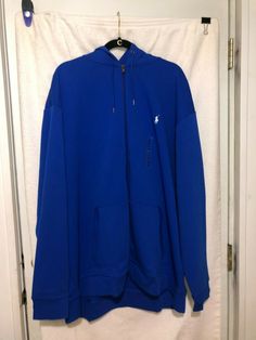 NWTS POLO RALPH LAUREN FULL ZIP ROYAL BLUE HOODIE. SIZE 3XLT Blue Athleisure Hooded Jacket For Fall, Blue Fleece Athleisure Hooded Jacket, Blue Fleece Hooded Jacket Athleisure, Blue Fleece Hooded Jacket In Athleisure Style, Blue Fleece Hooded Jacket Athleisure Style, Blue Hooded Jacket With Drawstring And Long Sleeves, Blue Hooded Sweater With Drawstring, Blue Long Sleeve Hooded Jacket With Drawstring, Blue Athleisure Long Sleeve Hooded Jacket