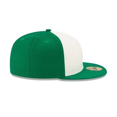 The Essentials By Fear of God Kelly Green 59FIFTY Fitted Cap features an embroidered monochromatic Fear of God logo at the front panels, and a matching MLB Batterman logo at the rear. Additional details include a gray undervisor. Collegiate White Fitted Hat With Flat Brim, White Collegiate Fitted Hat With Flat Brim, Collegiate White Flat Bill Fitted Hat, Collegiate White Fitted Hat With Flat Bill, White Collegiate Flat Bill Fitted Hat, White Collegiate Fitted Hat With Flat Bill, Cotton Fitted Hat With Flat Brim For Baseball Season, Retro White Fitted Hat For Baseball Season, Casual Six-panel Fitted Hat For Fan Gear