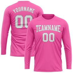 Suit up to show off like a true sports fan! This technology long sleeve t-shirt can keep you cool and dry no matter how hot things get on the court. Features: 1. Material: 95% Polyester/5% Spandex 2. Long sleeve t-shirt with printed name and numbers 3. Moisture-wicking fabric has spongy handle, good draping property and elasticity as well as good dimensional stability and wrinkle-resistance 4. Breathable & Quick-Drying 5. Athletic Cut & Exquisite stitching not easy to fall off 6. Crew neck 7. Lo Light Blue Long Sleeve, T Shirt Sale, Blue Football, Alpha Kappa Alpha, Pink T Shirt, Gray Long Sleeve, Cheap T Shirts, Pink Tshirt, Blue Long Sleeve